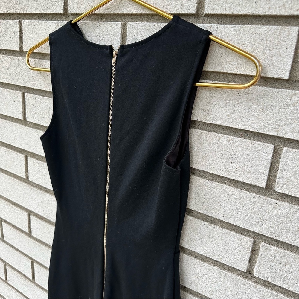 Lulus Black Bodycon Dress V Neck Sleeveless Gold Zip Pencil Cocktail XS - Picture 14 of 16